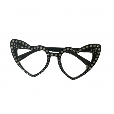 Sunglasses Heart - Rhinestone Black with Clear Lens